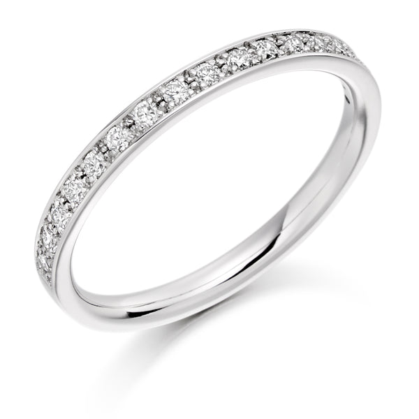 Ladies 18ct White Gold Half Set Round Brilliant 0.25ct Diamond 2mm Wedding Ring