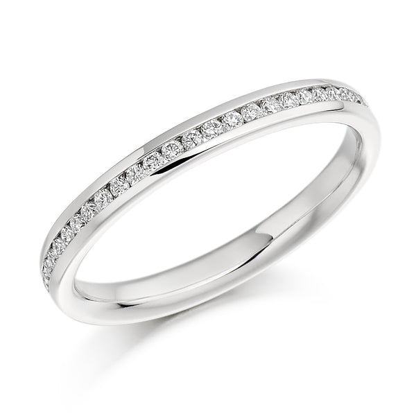 Ladies 18ct White Gold Half Set Round Brilliant 0.15ct Diamond 2.5mm Wedding Ring