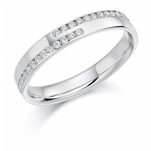 Ladies 9ct White Gold Half Set Round Brilliant 0.25ct Diamond 3.5mm Wedding Ring