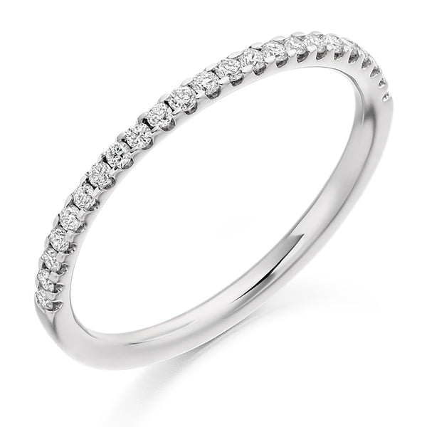 Ladies 18ct White Gold Half Set Round Brilliant 0.25ct Diamond 1.5mm Wedding Ring
