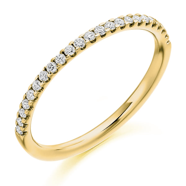 Ladies 18ct Yellow Gold Half Set Round Brilliant 0.25ct Diamond 1.5mm Wedding Ring