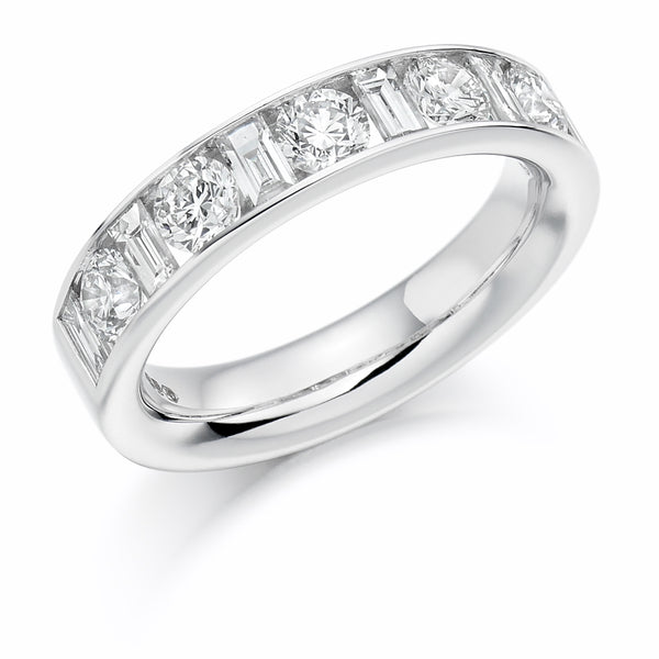 Ladies 9ct White Gold Half Set Mixed 1.50ct Diamond 4.5mm Wedding Ring