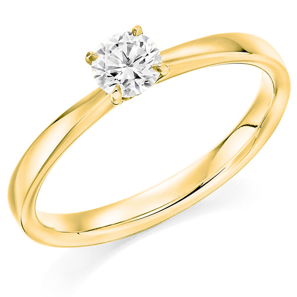 18ct Yellow Gold GIA Certified Round Brilliant Cut Solitaire Diamond Engagement Ring with Tulip Style Setting