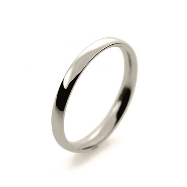 Ladies 2mm 9ct White Gold Court Shape Light Weight Wedding Ring