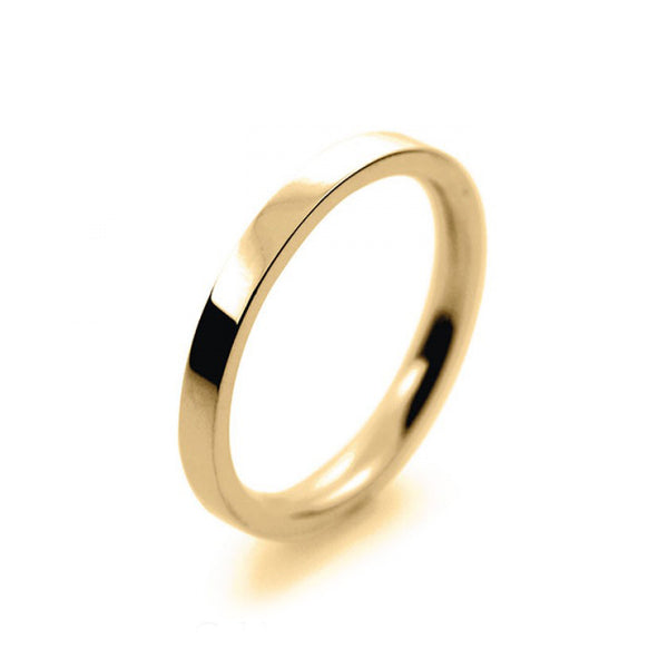Ladies 2mm 9ct Yellow Gold Flat Court Shape Medium Weight Wedding Ring