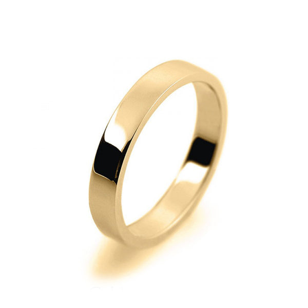Ladies 3mm 9ct Yellow Gold Flat Shape Light Weight Wedding Ring