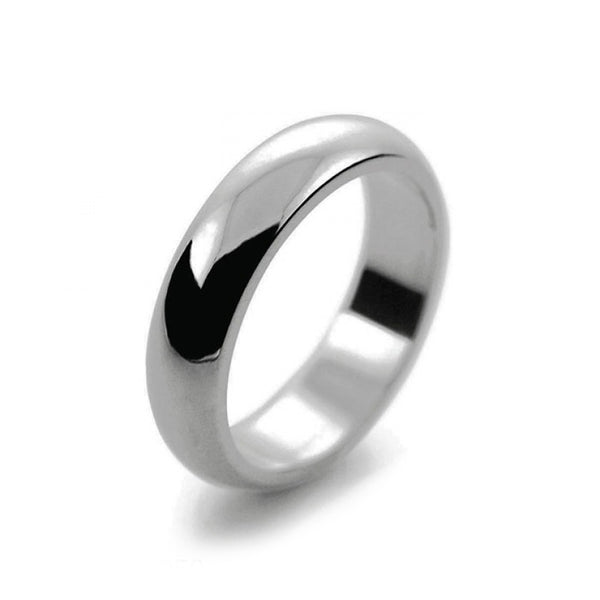 Ladies 5mm Platinum 950 D Shape Heavy Weight Wedding Ring