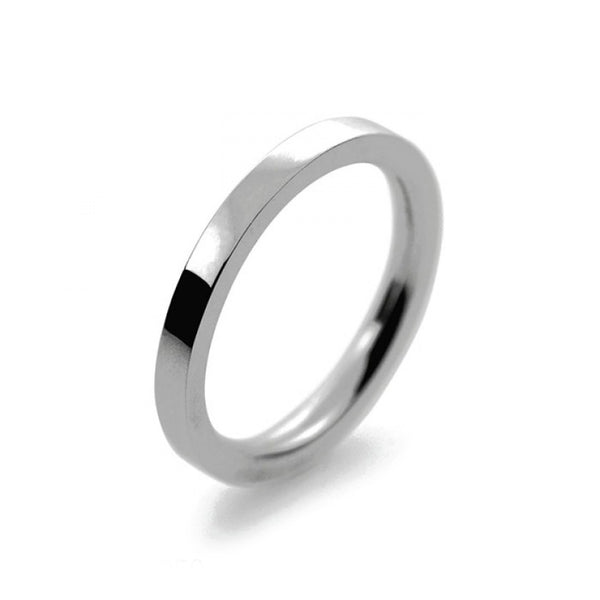 Ladies 2mm Platinum 950 Flat Court shape Heavy Weight Wedding Ring