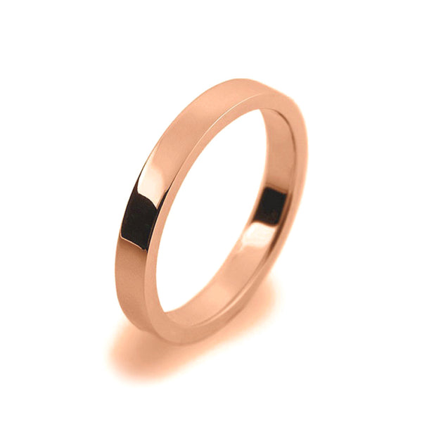 Ladies 2.5mm 18ct Rose Gold Flat Shape Medium Weight Wedding Ring
