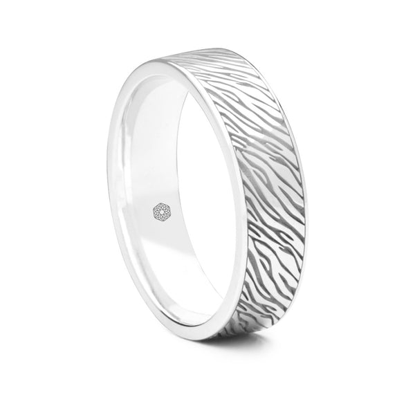 Mens Platinum 950 Flat Court Wedding Ring with Zebra Pattern