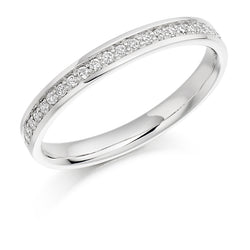 Ladies 18ct White Gold Half Set Round Brilliant 0.17ct Diamond 2.5mm Wedding Ring