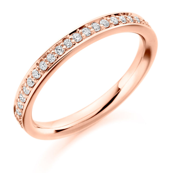 Ladies 18ct Rose Gold Half Set Round Brilliant 0.25ct Diamond 2.5mm Eternity Ring