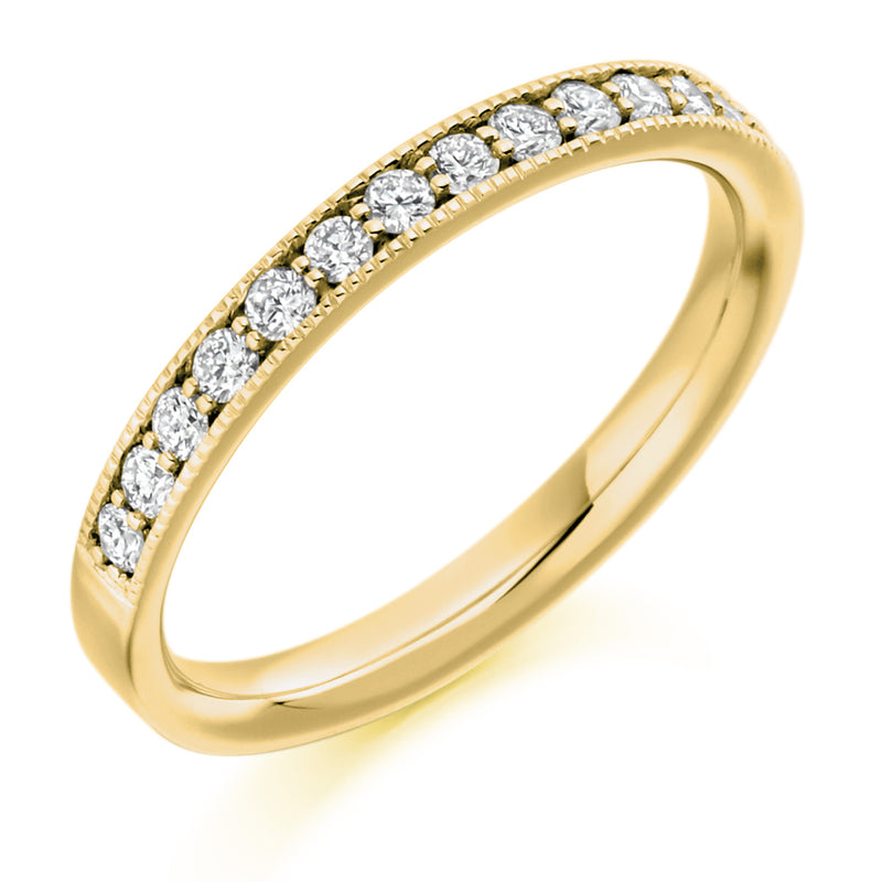 Ladies 9ct Yellow Gold Half Set Round Brilliant 0.33ct Diamond 2.5mm Eternity Ring