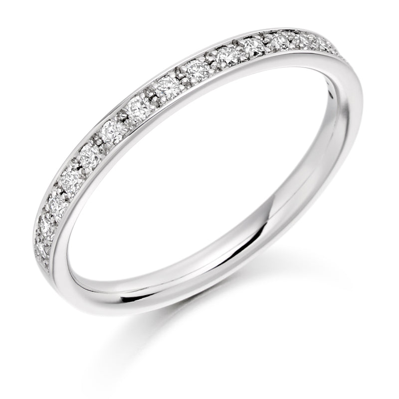 Ladies Platinum 950 Half Set Round Brilliant 0.25ct Diamond 2mm Wedding Ring