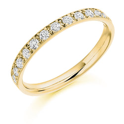 Ladies 18ct Yellow Gold Half Set Round Brilliant 0.40ct Diamond 2.5mm Wedding Ring