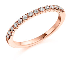 Ladies 18ct Rose Gold Half Set Round Brilliant 0.23ct Diamond 1.8mm Eternity Ring