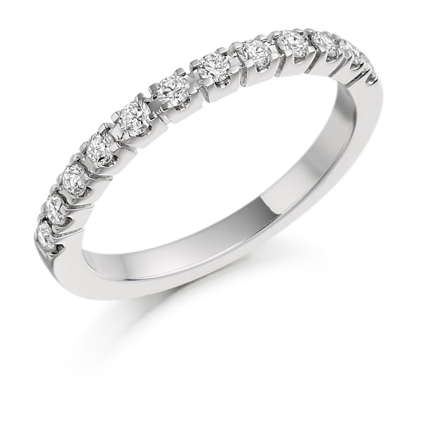 Ladies 18ct White Gold Half Set Round Brilliant 0.33ct Diamond 2mm Eternity Ring