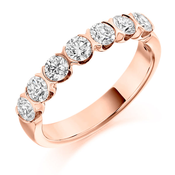 Ladies 18ct Rose Gold Half Set Round Brilliant 1.00ct Diamond 3.5mm Wedding Ring