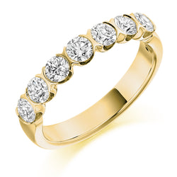 Ladies 18ct Yellow Gold Half Set Round Brilliant 1.00ct Diamond 3.5mm Wedding Ring