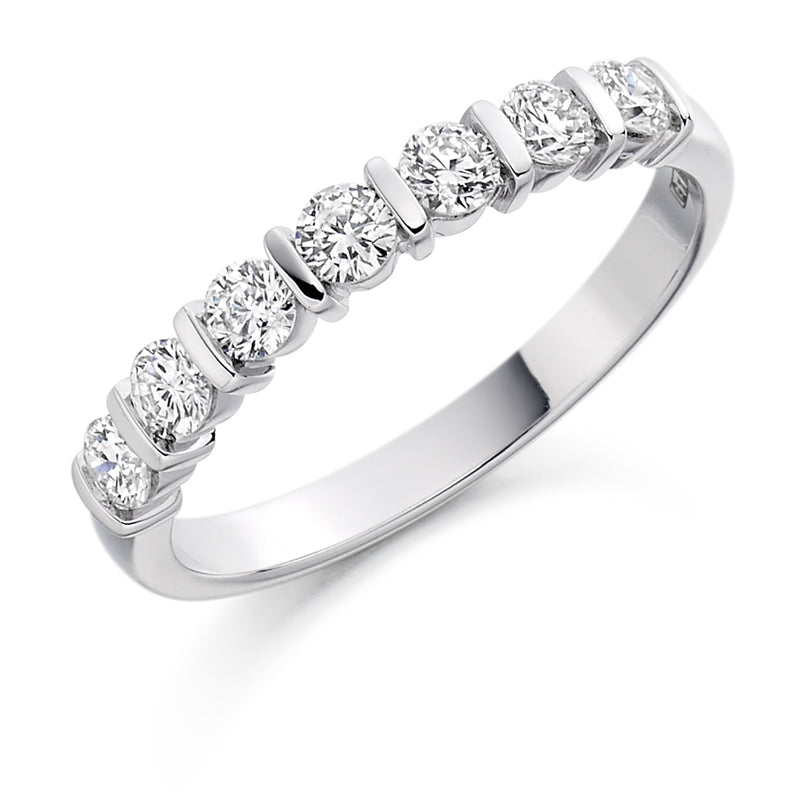 Ladies 9ct White Gold Half Set Round Brilliant 0.50ct Diamond 3mm Eternity Ring