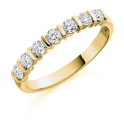 Ladies 18ct Yellow Gold Half Set Round Brilliant 0.50ct Diamond 3mm Wedding Ring