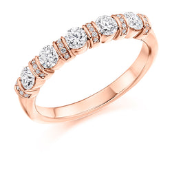 Ladies 9ct Rose Gold Half Set Round Brilliant 0.60ct Diamond 3mm Wedding Ring
