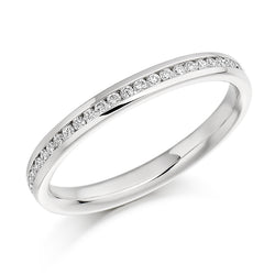 Ladies 9ct White Gold Half Set Round Brilliant 0.15ct Diamond 2.5mm Wedding Ring
