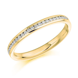 Ladies 9ct Yellow Gold Half Set Round Brilliant 0.15ct Diamond 2.5mm Wedding Ring