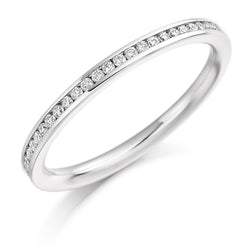 Ladies 18ct White Gold Half Set Round Brilliant 0.20ct Diamond 2mm Wedding Ring