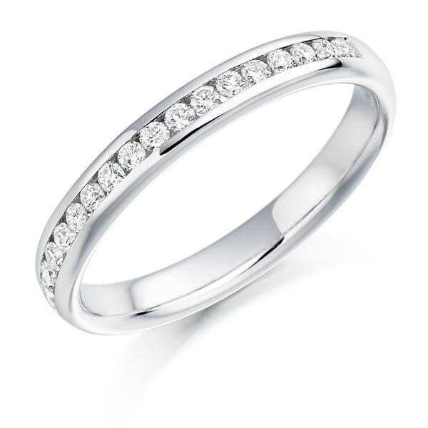 Ladies 18ct White Gold Half Set Round Brilliant 0.22ct Diamond 3mm Eternity Ring