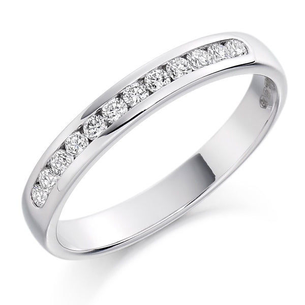 Ladies Platinum 950 Half Set Round Brilliant 0.25ct Diamond 3mm Eternity Ring