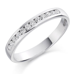 Ladies 9ct White Gold Half Set Round Brilliant 0.25ct Diamond 3mm Wedding Ring