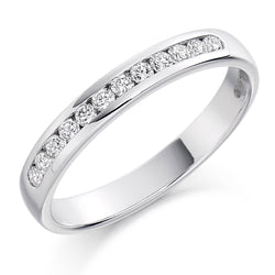 Ladies 18ct White Gold Half Set Round Brilliant 0.25ct Diamond 3mm Eternity Ring