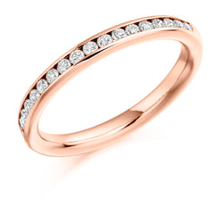Ladies 9ct Rose Gold Half Set Round Brilliant 0.33ct Diamond 2.5mm Wedding Ring