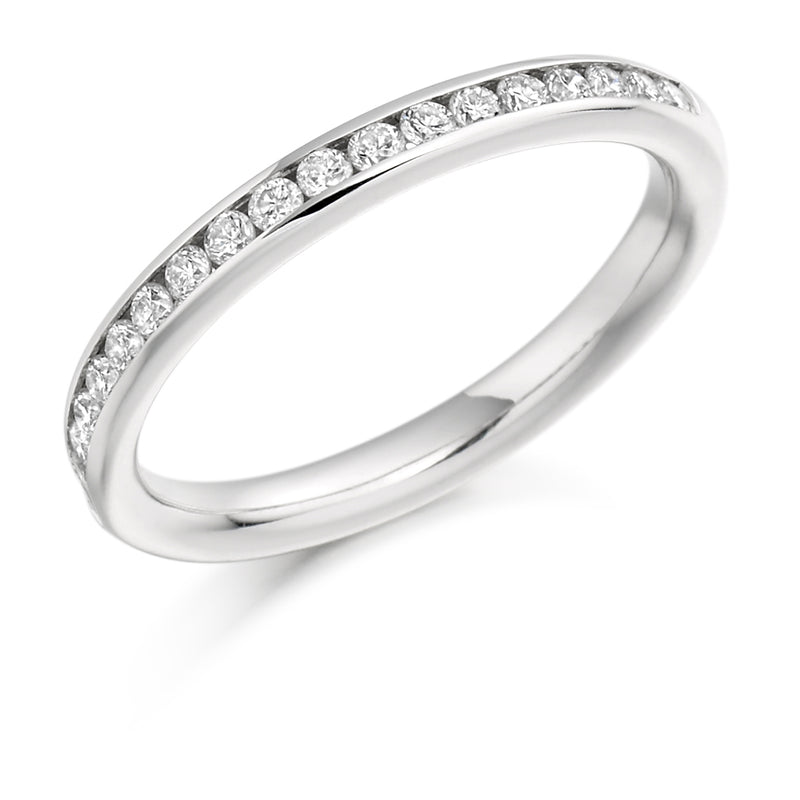 Ladies 9ct White Gold Half Set Round Brilliant 0.33ct Diamond 2.5mm Wedding Ring