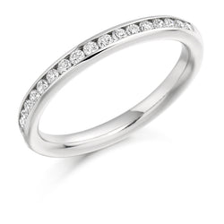 Ladies 18ct White Gold Half Set Round Brilliant 0.33ct Diamond 2.5mm Wedding Ring