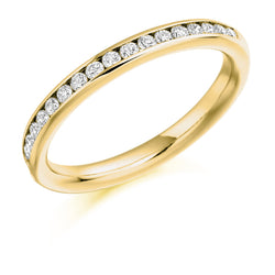 Ladies 18ct Yellow Gold Half Set Round Brilliant 0.33ct Diamond 2.5mm Wedding Ring