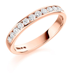 Ladies 9ct Rose Gold Half Set Round Brilliant 0.50ct Diamond 3mm Wedding Ring