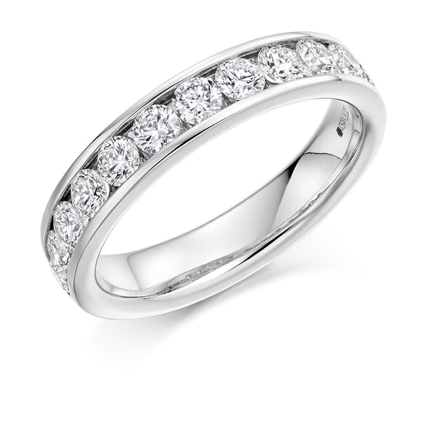 Ladies Platinum 950 Half Set Round Brilliant 1.00 ct Diamond 4mm Wedding Ring