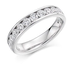 Ladies 9ct White Gold Half Set Round Brilliant 1.00 ct Diamond 4mm Wedding Ring
