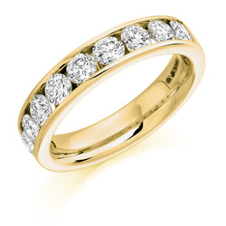 Ladies 9ct Yellow Gold Half Set Round Brilliant 1.50ct Diamond 5mm Wedding Ring