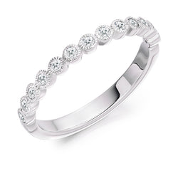 Ladies 18ct White Gold Half Set Round Brilliant 0.25ct Diamond 2.5mm Wedding Ring