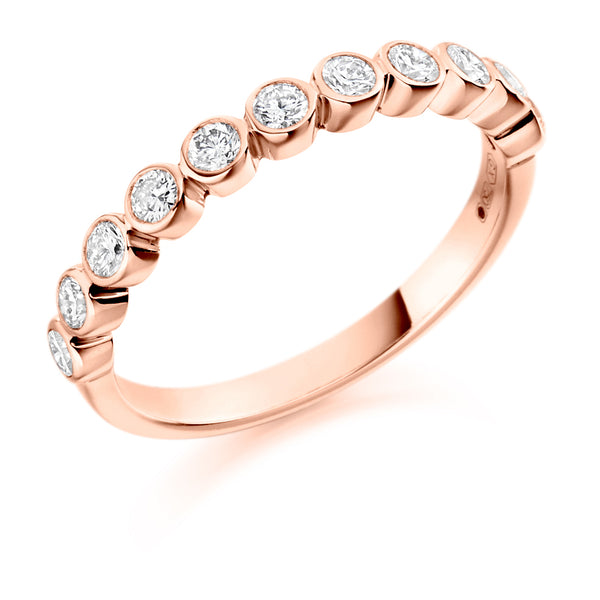 Ladies 9ct Rose Gold Half Set Round Brilliant 0.50ct Diamond 2.5mm Wedding Ring