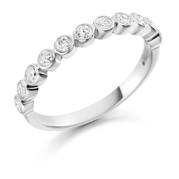 Ladies 9ct White Gold Half Set Round Brilliant 0.50ct Diamond 2.5mm Wedding Ring