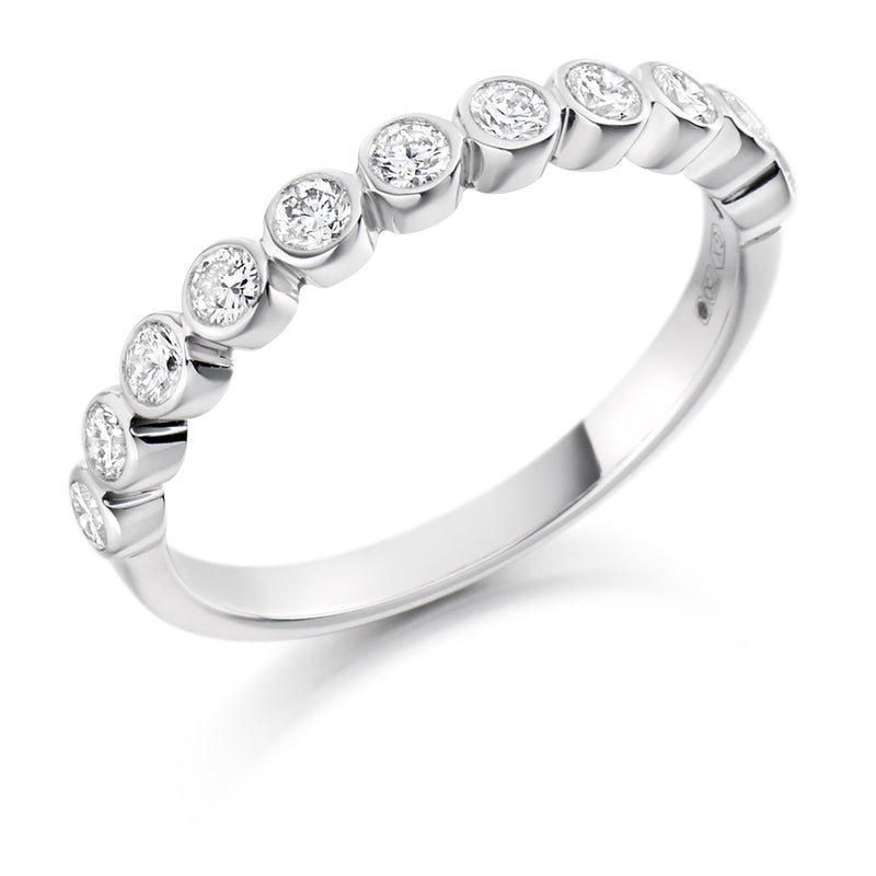 Ladies 18ct White Gold Half Set Round Brilliant 0.50ct Diamond 2.5mm Wedding Ring