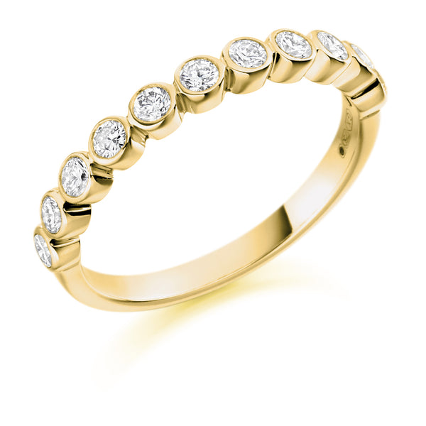 Ladies 9ct Yellow Gold Half Set Round Brilliant 0.50ct Diamond 2.5mm Wedding Ring