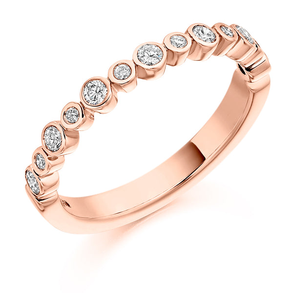 Ladies 18ct Rose Gold Half Set Round Brilliant 0.30ct Diamond 3mm Eternity Ring