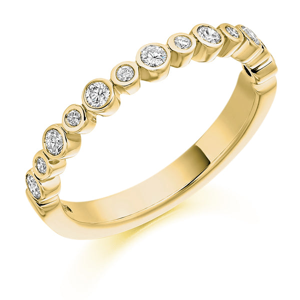 Ladies 18ct Yellow Gold Half Set Round Brilliant 0.30ct Diamond 3mm Wedding Ring