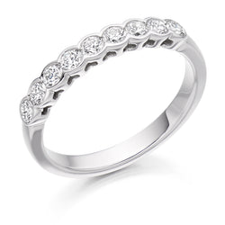 Ladies 18ct White Gold Half Set Round Brilliant 0.50ct Diamond 3mm Eternity Ring