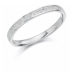 Ladies Platinum 950 Half Set Princess 0.20ct Diamond 2.5mm Wedding Ring